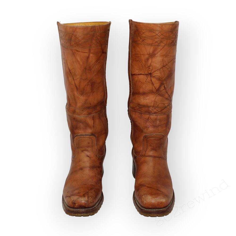 8.5 Frye Campus Stitching Horse Cowboy Boots Saddle Knee-High LugSole Western - Picture 14 of 16